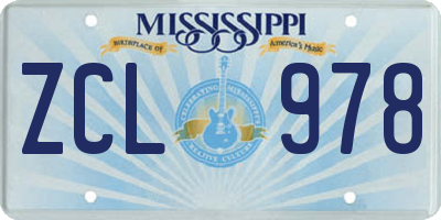 MS license plate ZCL978