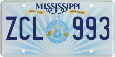 MS license plate ZCL993