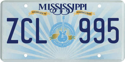 MS license plate ZCL995