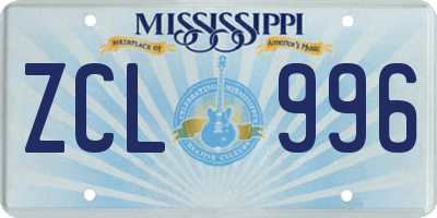MS license plate ZCL996