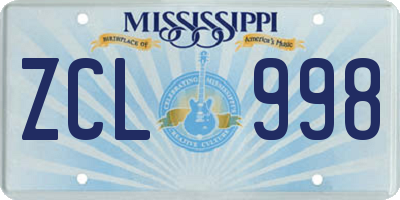 MS license plate ZCL998