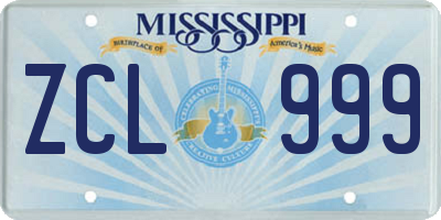 MS license plate ZCL999