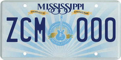 MS license plate ZCM000
