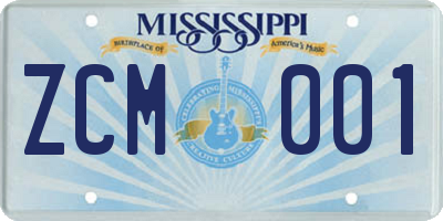 MS license plate ZCM001