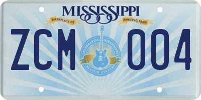 MS license plate ZCM004