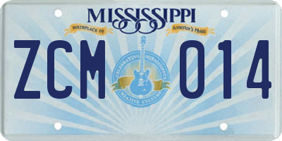 MS license plate ZCM014