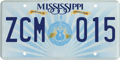 MS license plate ZCM015