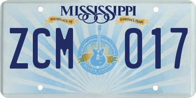 MS license plate ZCM017