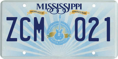 MS license plate ZCM021