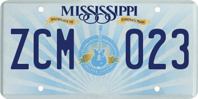 MS license plate ZCM023