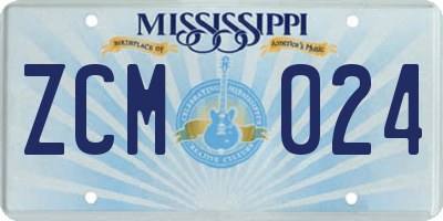 MS license plate ZCM024