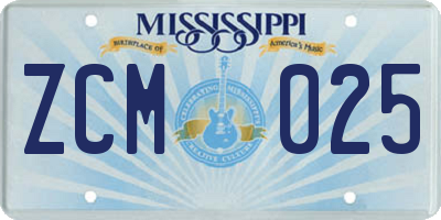 MS license plate ZCM025