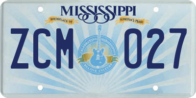 MS license plate ZCM027
