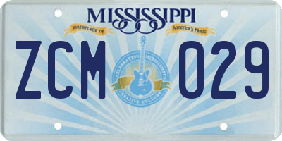 MS license plate ZCM029