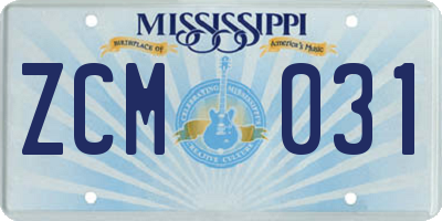 MS license plate ZCM031