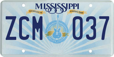 MS license plate ZCM037