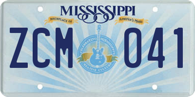 MS license plate ZCM041