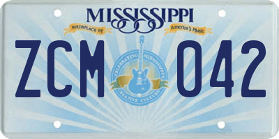 MS license plate ZCM042