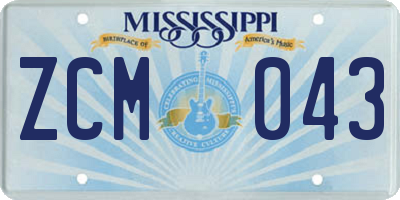 MS license plate ZCM043
