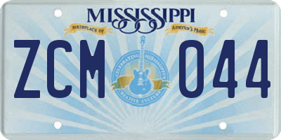 MS license plate ZCM044