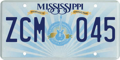 MS license plate ZCM045