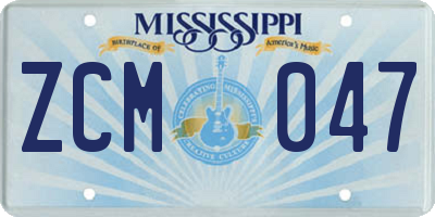 MS license plate ZCM047