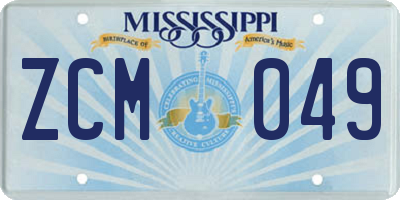MS license plate ZCM049