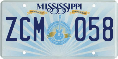 MS license plate ZCM058
