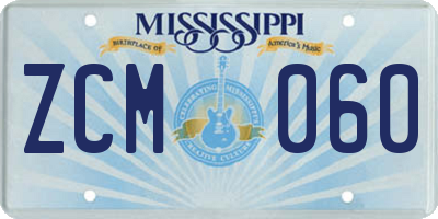 MS license plate ZCM060