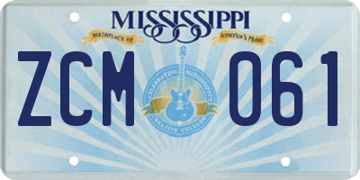 MS license plate ZCM061