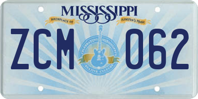 MS license plate ZCM062