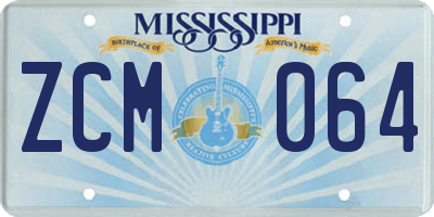 MS license plate ZCM064