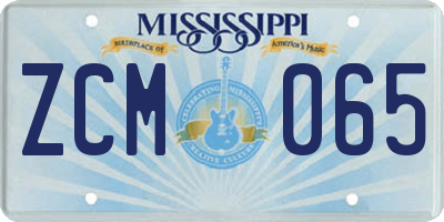 MS license plate ZCM065
