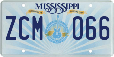 MS license plate ZCM066