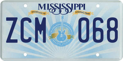 MS license plate ZCM068