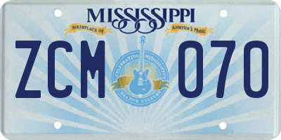 MS license plate ZCM070