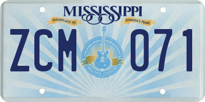 MS license plate ZCM071