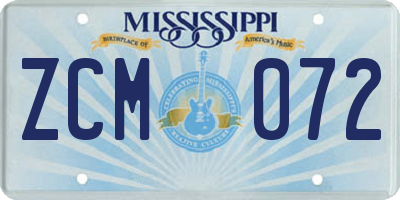 MS license plate ZCM072