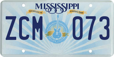 MS license plate ZCM073