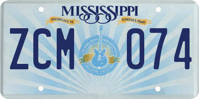 MS license plate ZCM074