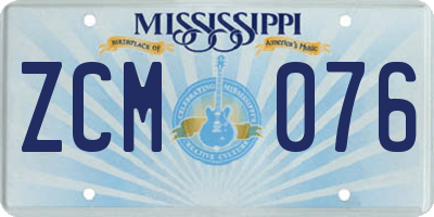 MS license plate ZCM076