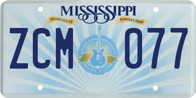 MS license plate ZCM077