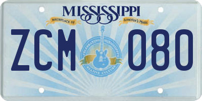 MS license plate ZCM080