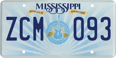 MS license plate ZCM093