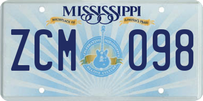 MS license plate ZCM098