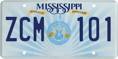 MS license plate ZCM101