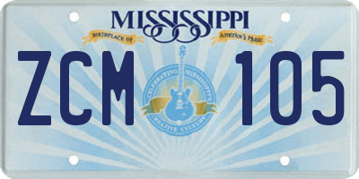 MS license plate ZCM105