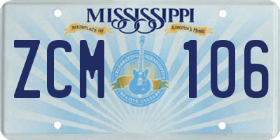 MS license plate ZCM106