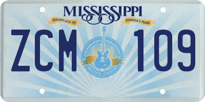 MS license plate ZCM109