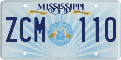 MS license plate ZCM110